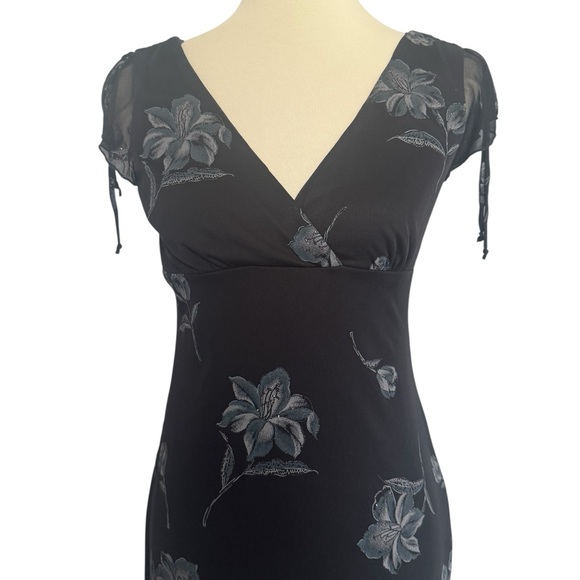 I.N. San Francisco Black Floral Y2K Fairy Goth whimsical Midi Dress Size Medium - Picture 10 of 16